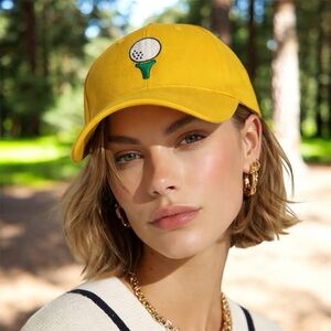 🆕Dark Yellow Golf Embroidered Cap